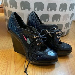 Betsey Johnson Blue Mary Jane Platform Shoes Sz 6
